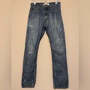 Levi’s 514 Slim Straight Distressed Acid Wash Mens 31x32 Blue Denim